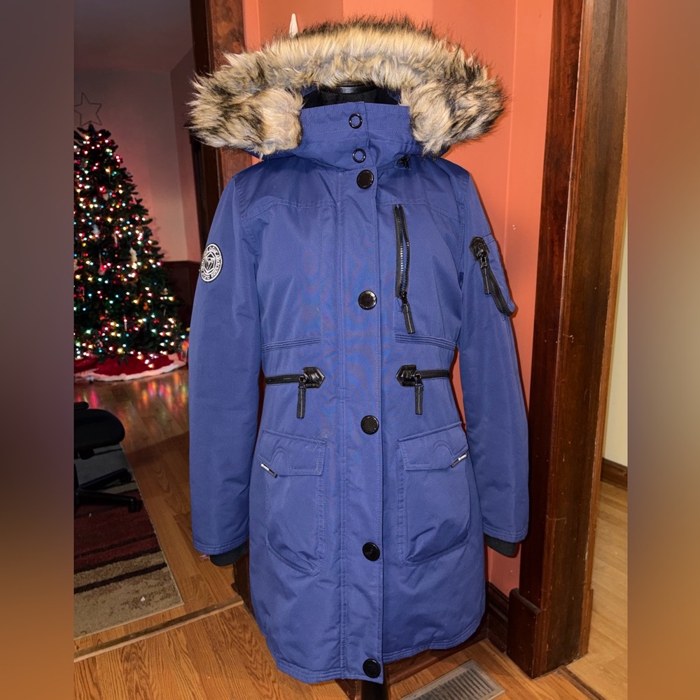 Noize Blue Ski & Snow Jacket with Faux Fur Hood